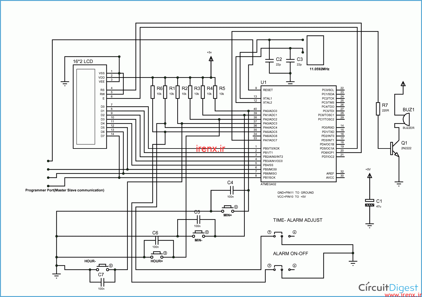 شماتیک پروژه ساعت با آردوینو