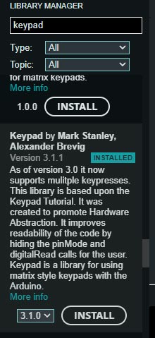 نصب کتابخانه Keypad