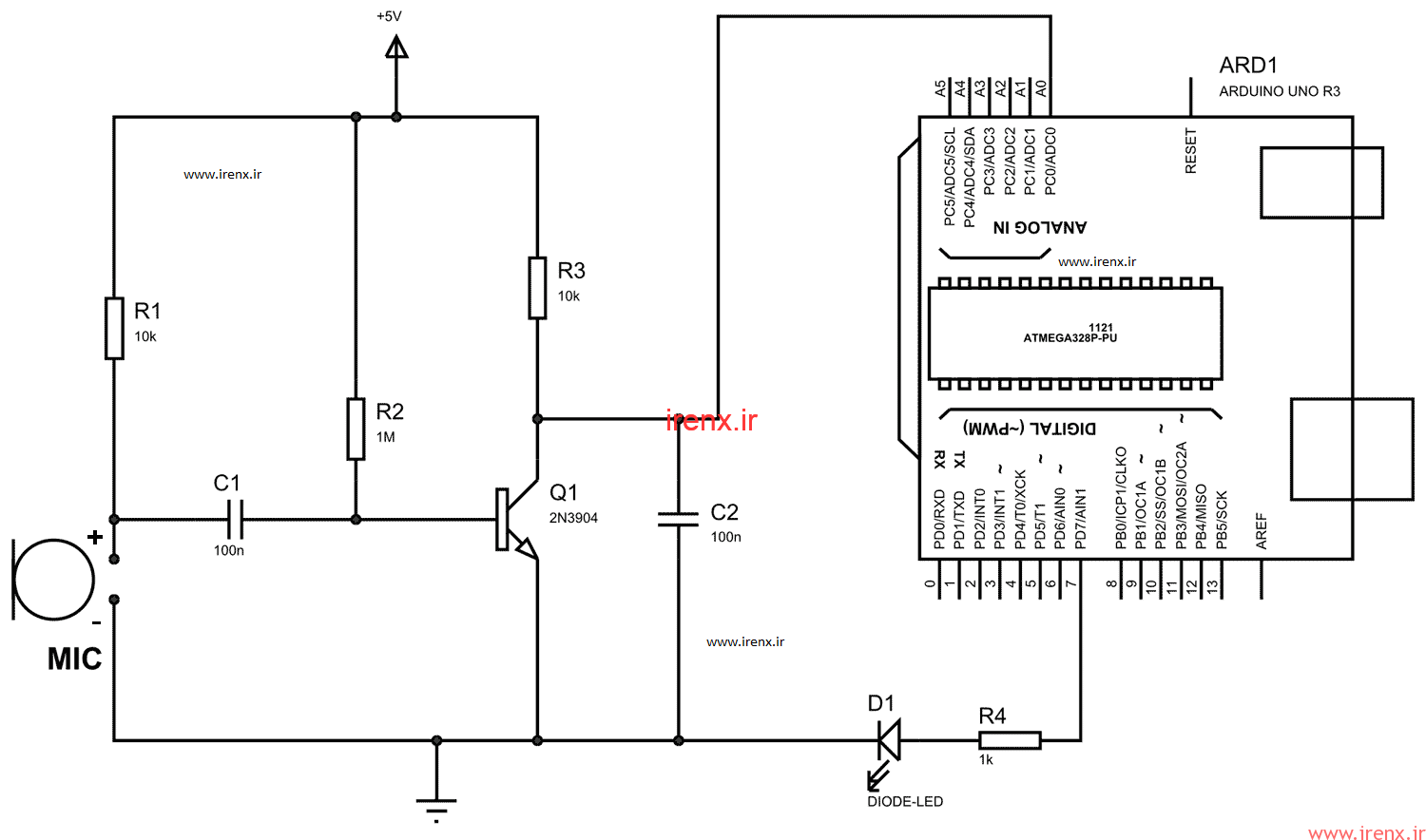 پروژه روشن و خاموش کردن لامپ با دست زدن