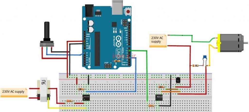 مدار پروژه تغییر سرعت فن AC با آردوینو