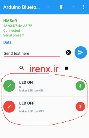 روشن و خاموش کردن LED با نرم افزار بلوتوث