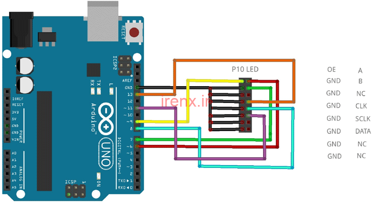 مدار اتصال آردوینو به نمایشگر تابلو روان