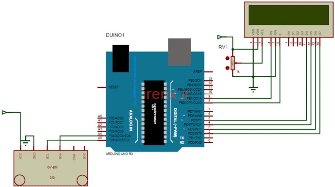 مدار پروژه اندازه گیری دما و فشار با آردوینو