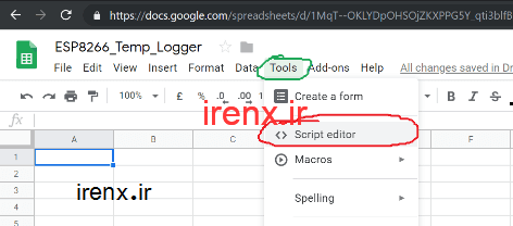 Script Editor در گوگل شیت