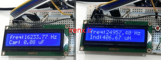نمایش فرکانس و ظرفیت و اندوکتانس در LCD