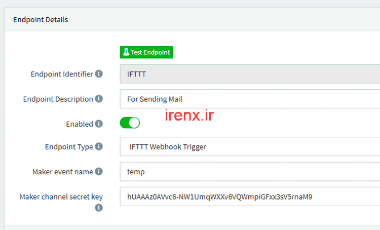 ایجاد Endpoint در Thinger.io برای ارسال ایمیل هشدار
