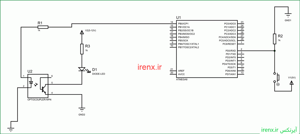 آموزش اتصال اپتوکوپلر به AVR Atmega8