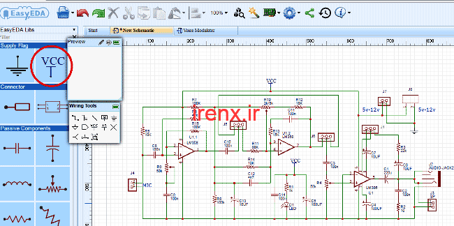 اتصال VCC و GND به PCB