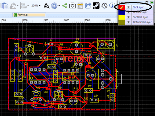 ریختن مس در لایه بالایی PCB