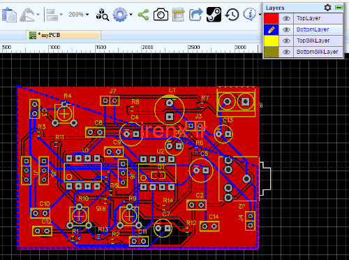ریختن مس در لایه پایینی PCb