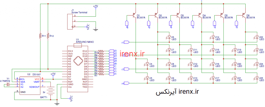 شماتیک مدار ساعت باینری