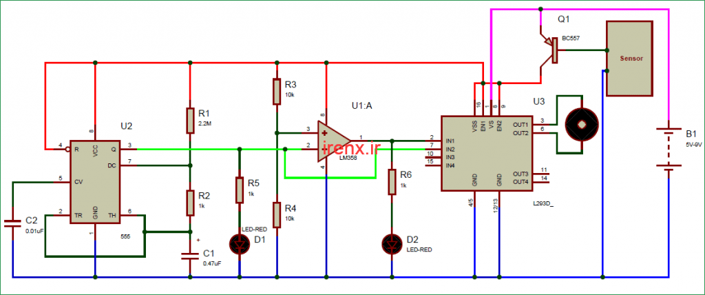 شماتیک پروژه فعال کردن موتور DC با باران