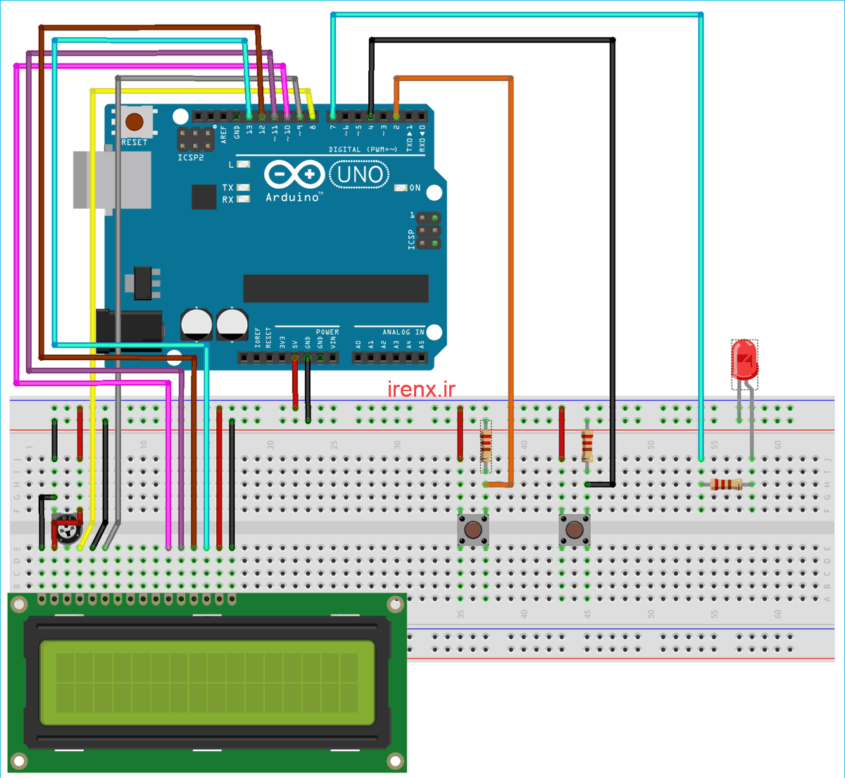 مدار پروژه Timer Counter آردوینو