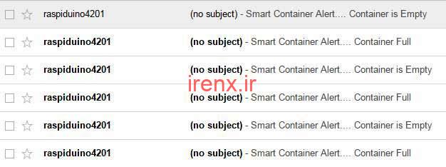 ایمیل های هشدار ارسال شده از Raspberry pi