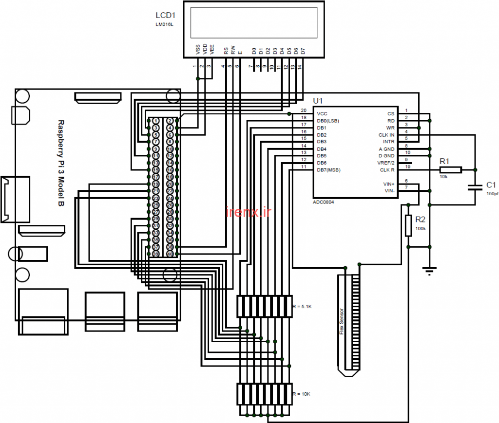 راه اندازی مدار سنسور فلکس Raspberry Pi