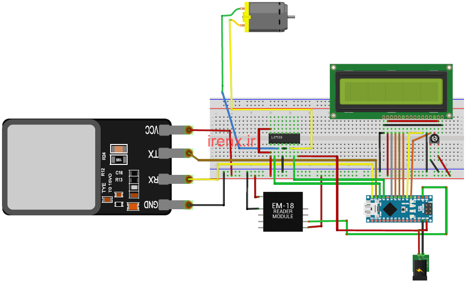 روشن کردن ماشین با سنسور اثر انگشت و تگ آرفید با Arduino
