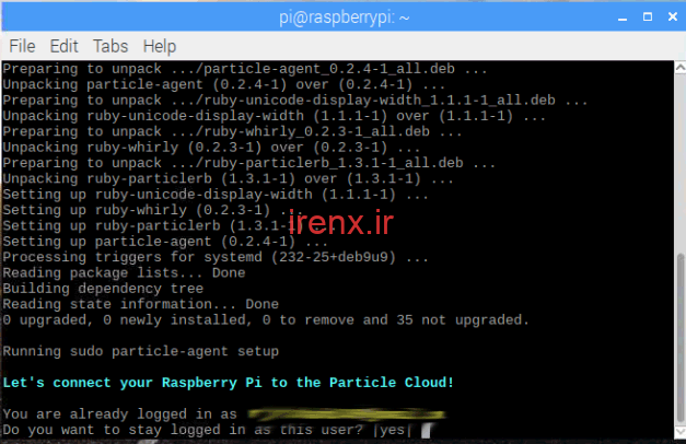 تنظیم حساب Cloud Particle و Raspberry Pi