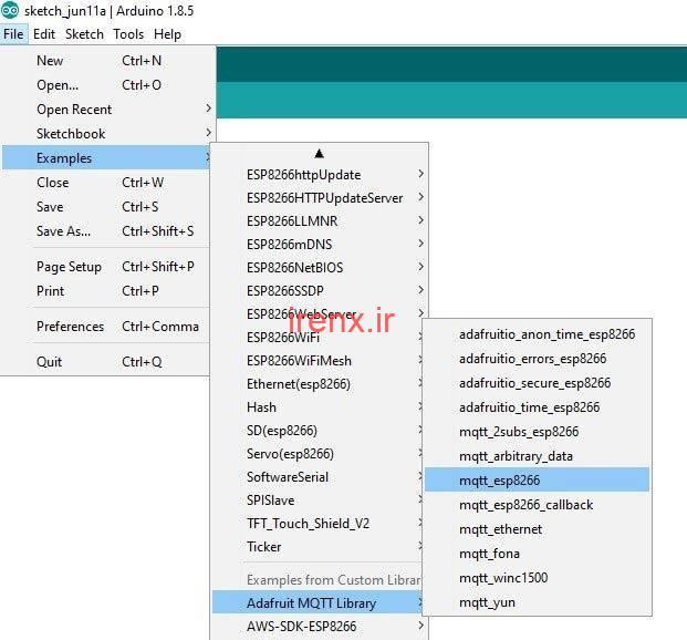 آموزش استفاده از کد برنامه MQTT در ESP12