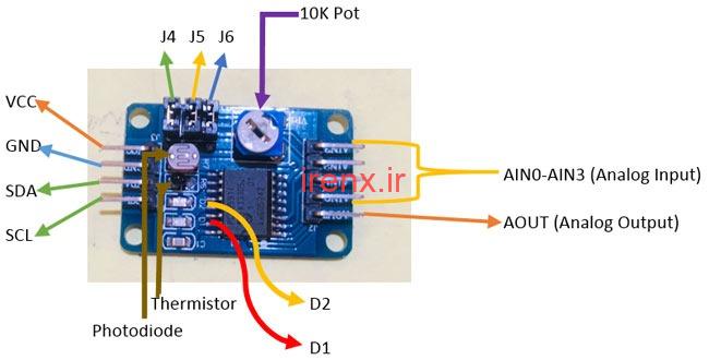 ماژول PCF8591 ADC / DAC