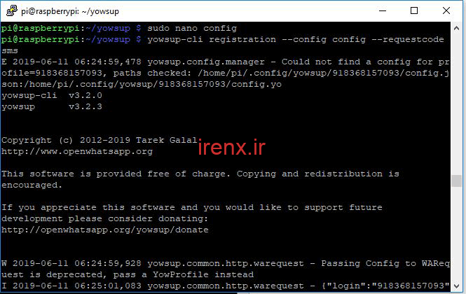 تنظیم حساب WhatsApp در رزبری پای