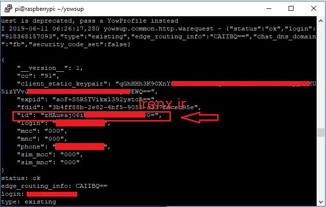 ارسال پیام واتسپ در رزبری پای