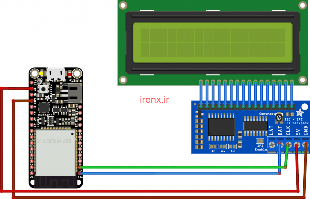 مدار اتصال LCD کاراکتری به ESP32