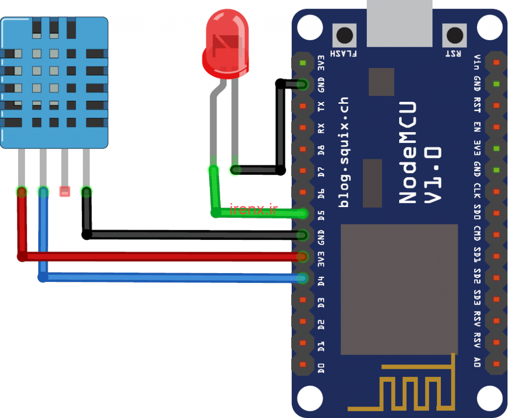 مدار پروژه استفاده از MQTT در Raspberry Pi
