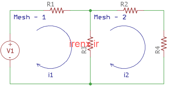 یافتن جریان در مدار با روش جریان مش
