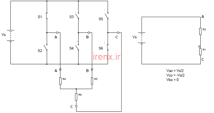 معکوس کننده در حالت دوم 3 فاز