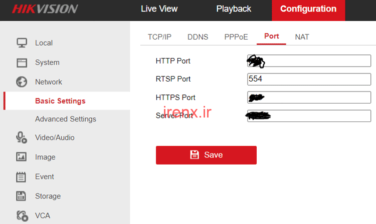 شماره پورت RTSP در DVR اتصال به رزبری پای
