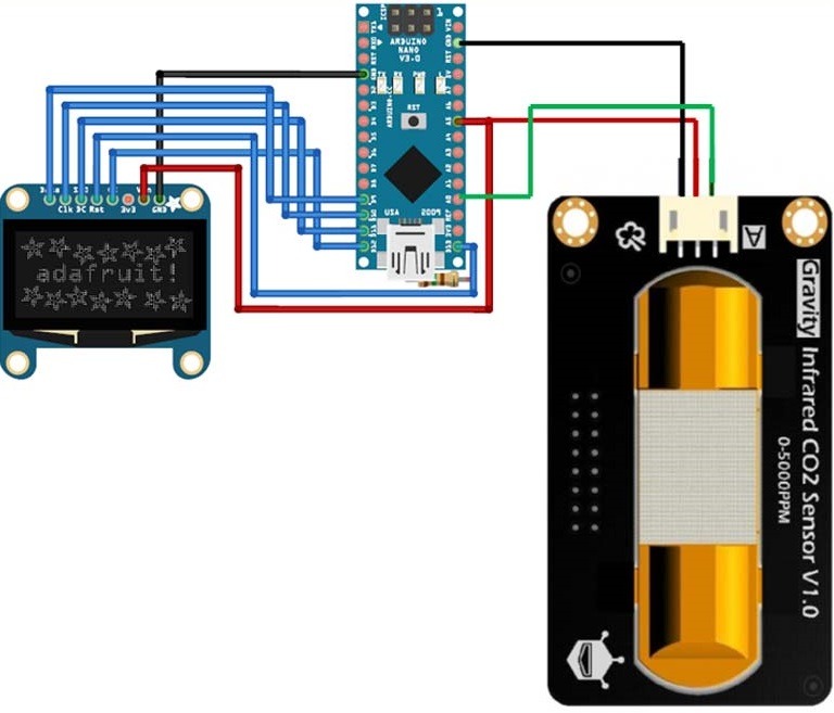 مدار پروژه اندازه گیری CO2 هوا با آردوینو