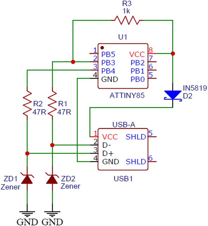 مدار پروگرامر USB میکروکنترلر ATtiny