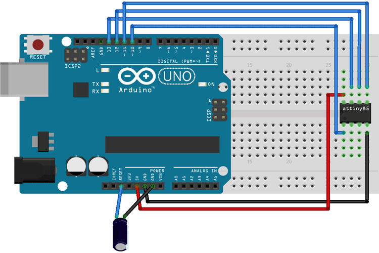 مدار برای فلش کردن Boot-loader در ATtiny85