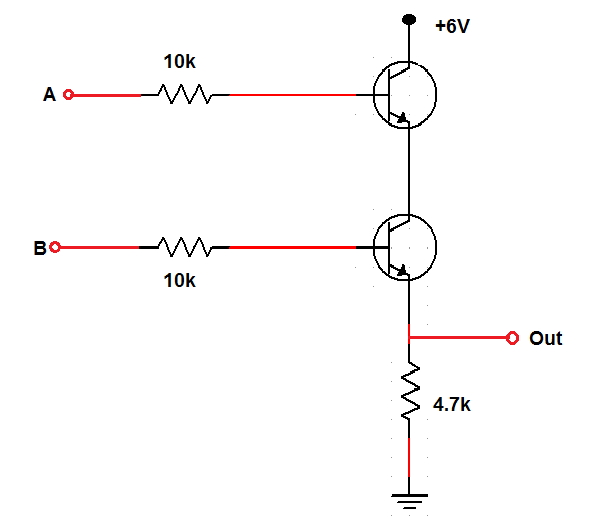 شماتیک گیت AND با استفاده از ترانزیستور