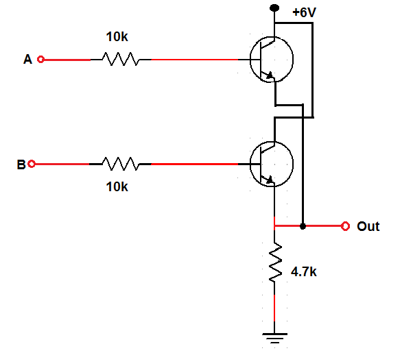 شماتیک گیت OR با استفاده از ترانزیستور
