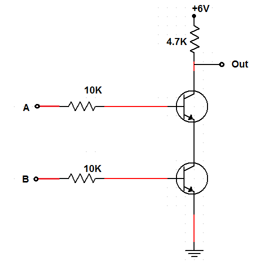 شماتیک گیت NAND با استفاده از ترانزیستور