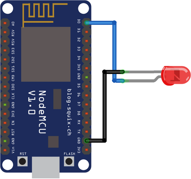 مدار کنترل LED با Blynk Local Server و NodeMCU