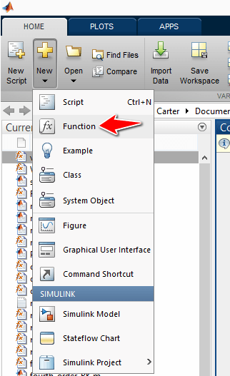 نوشتن تابع در متلب