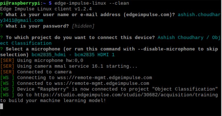 نصب Edge Impulse روی Raspberry Pi