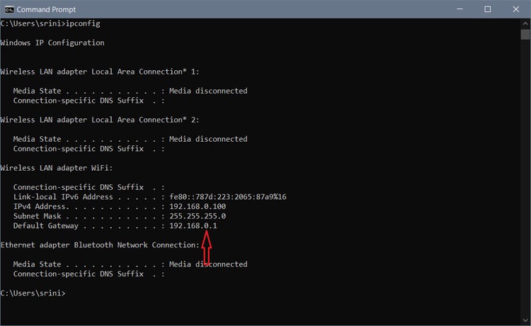 بدست آوردن آیپی با ipconfig