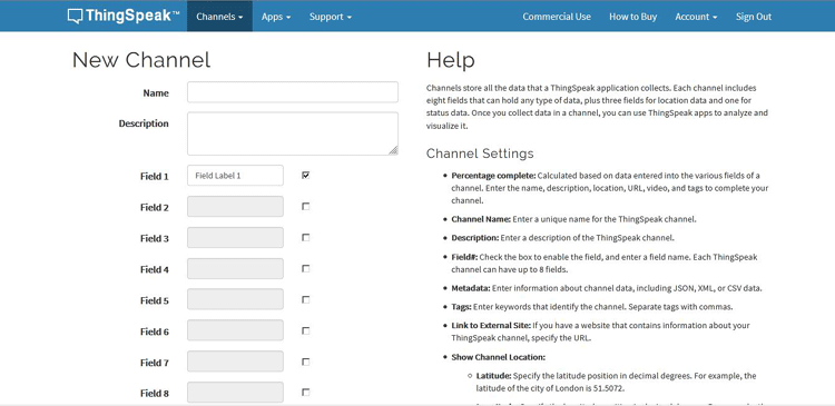 حساب Thingspeak را راه اندازی کنید