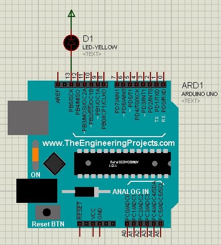 تست مدار چشمک زن Arduino در پروتئوس