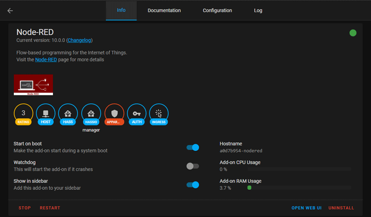 Node-RED web UI