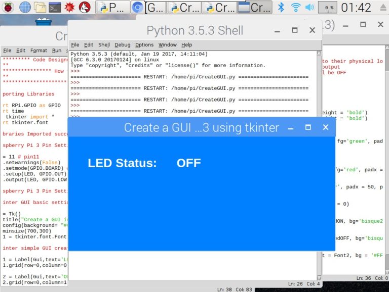 نمایش وضعیت LED در GUI