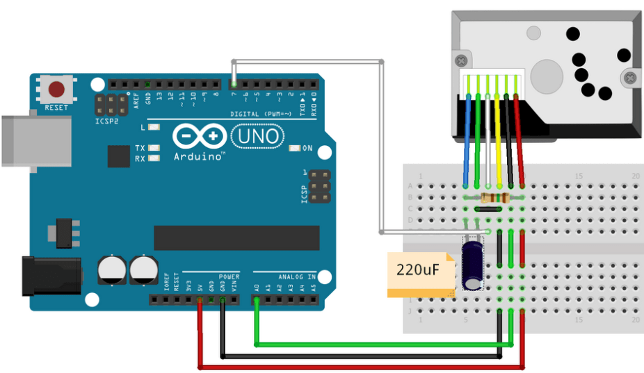 مدار سنسور گرد و غبار آردوینو 