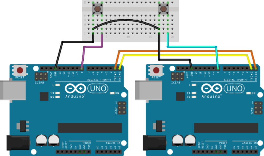 مدار اتصال دو آردوینو به یکدیگر