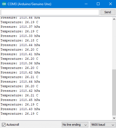 کد محاسبه دما و فشار با BMP180 و آردوینو