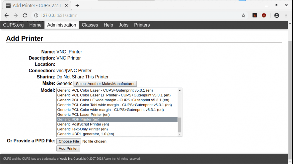 مدل چاپگر را انتخاب کنید