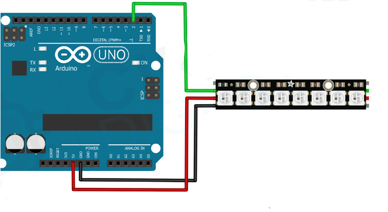 نحوه اتصال نئوپیکسل نواری به آردوینو