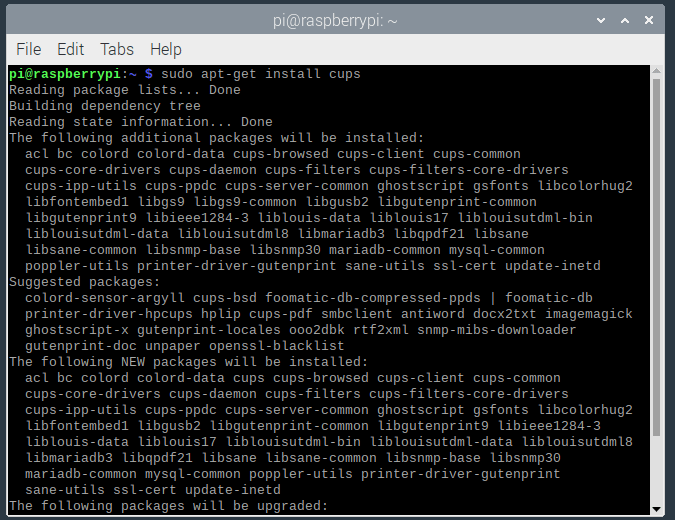 نصب CUPS از طریق CLI